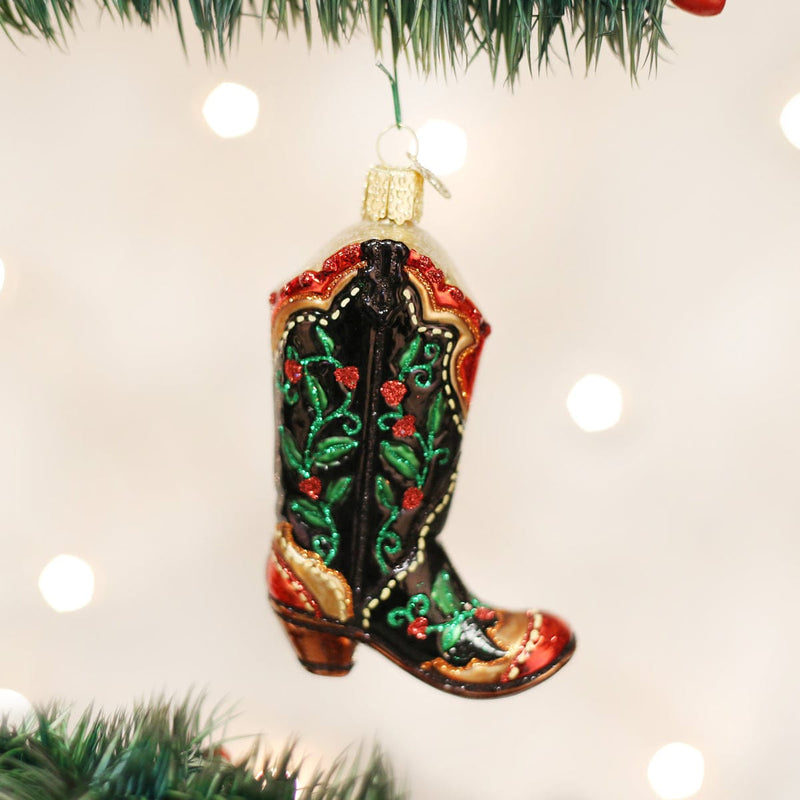 Old World Christmas Holly Berry Cowboy Boot
