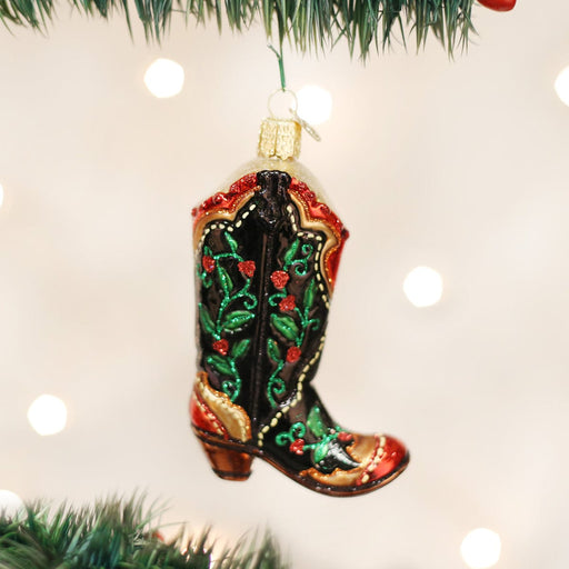 Old World Christmas Holly Berry Cowboy Boot