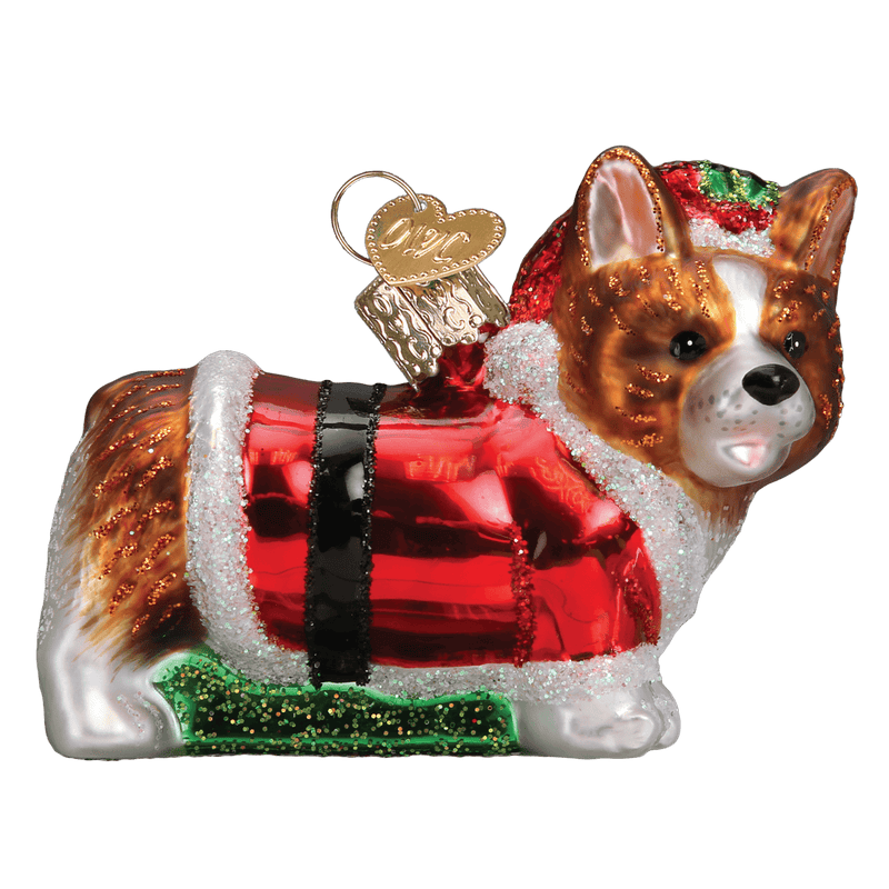 Old World Christmas Holly Hat Corgi Puppy Ornament
