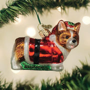 Old World Christmas Holly Hat Corgi Puppy Ornament