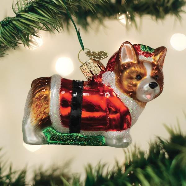 Old World Christmas Holly Hat Corgi Puppy Ornament
