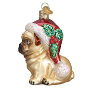 Old World Christmas Holly Hat Pug Ornament