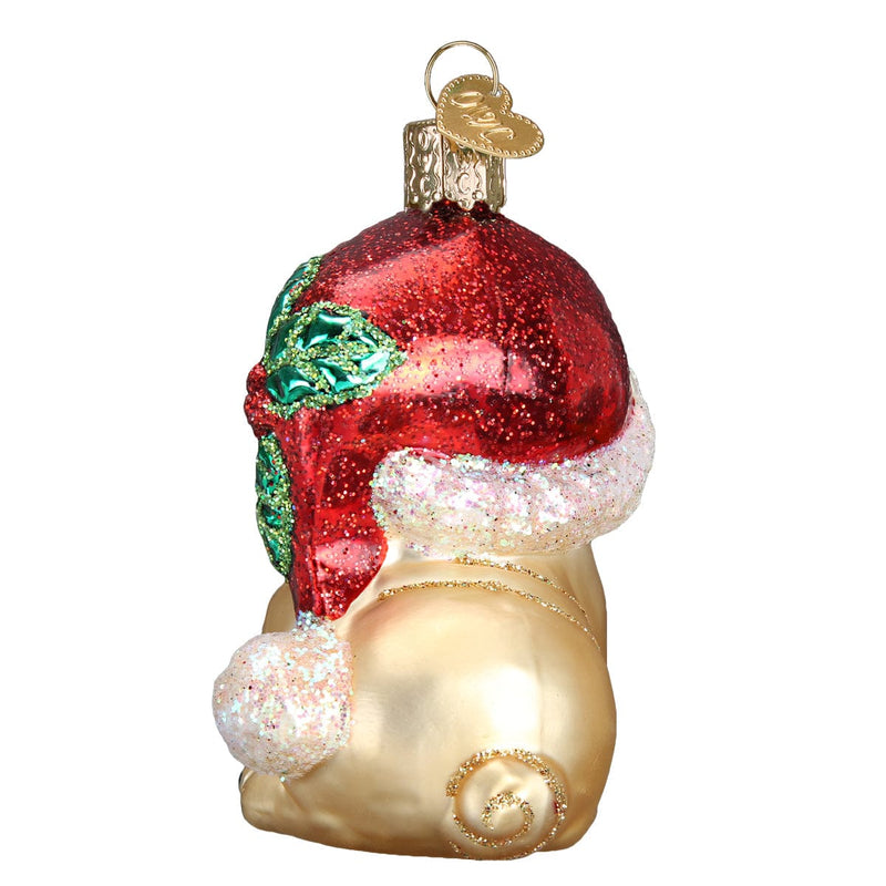 Old World Christmas Holly Hat Pug Ornament