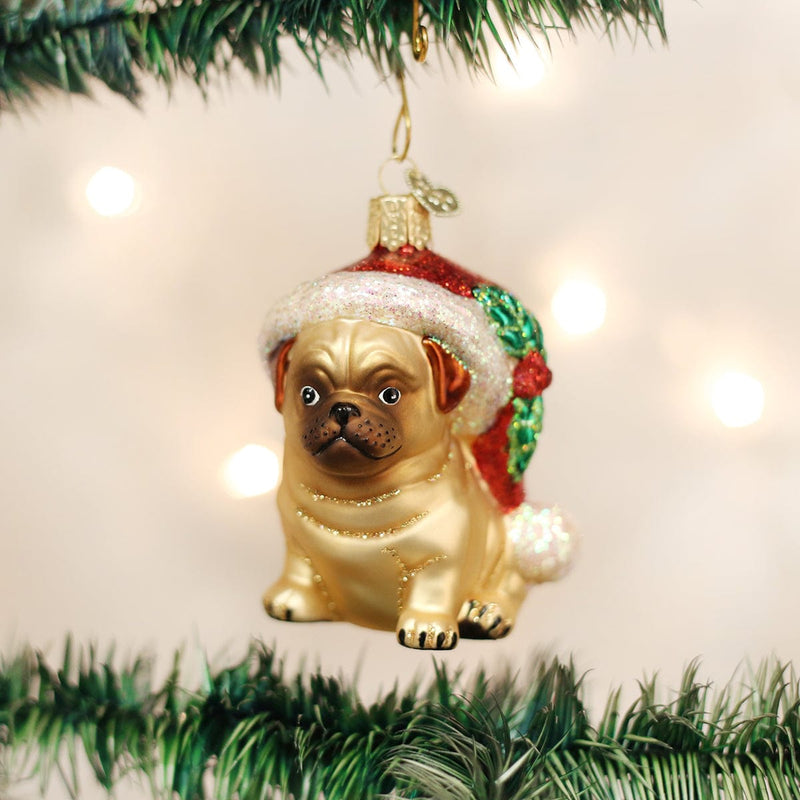 Old World Christmas Holly Hat Pug Ornament