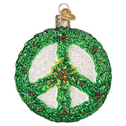 Old World Christmas Holly Peace Symbol Ornament