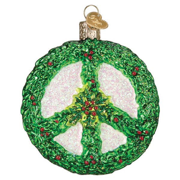 Old World Christmas Holly Peace Symbol Ornament