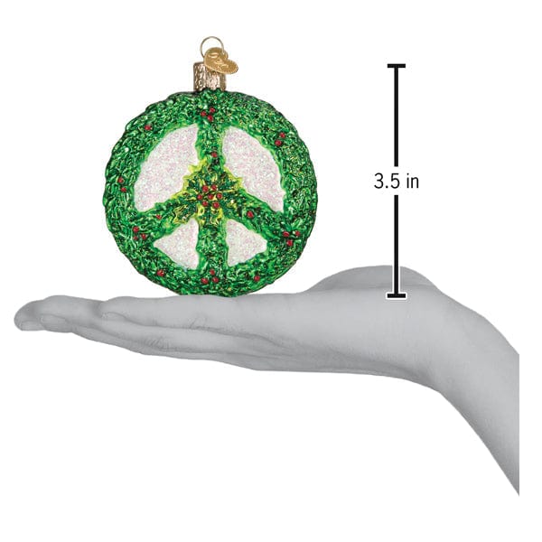 Old World Christmas Holly Peace Symbol Ornament
