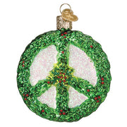 Old World Christmas Holly Peace Symbol Ornament