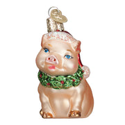 Old World Christmas Holly Pig Ornament