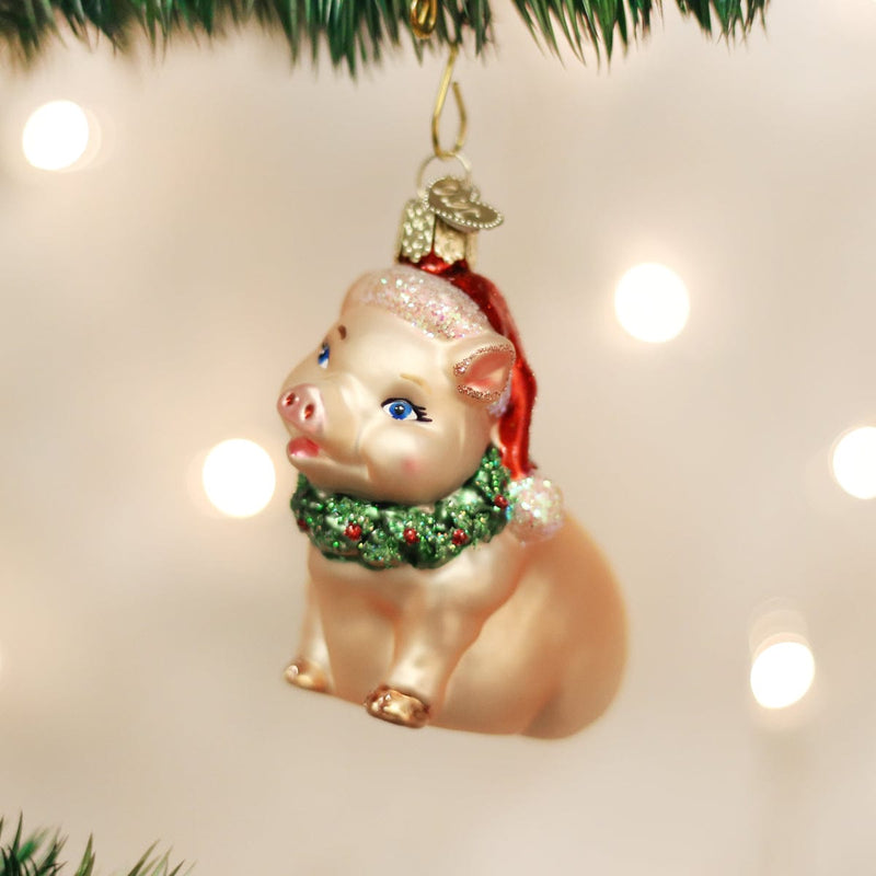 Old World Christmas Holly Pig Ornament