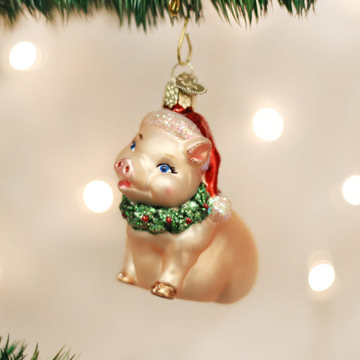 Old World Christmas Holly Pig Ornament