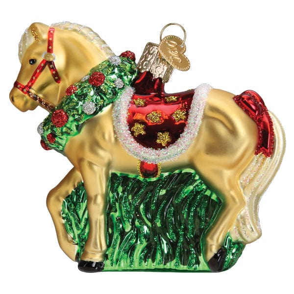 Old World Christmas Horse With Wreath Ornament