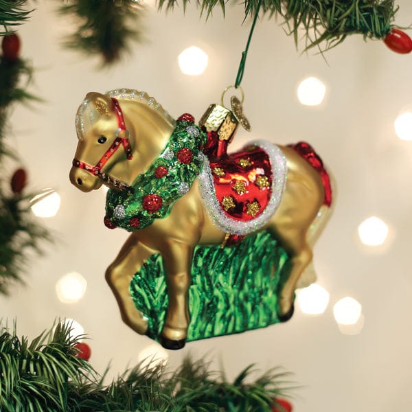 Old World Christmas Horse With Wreath Ornament