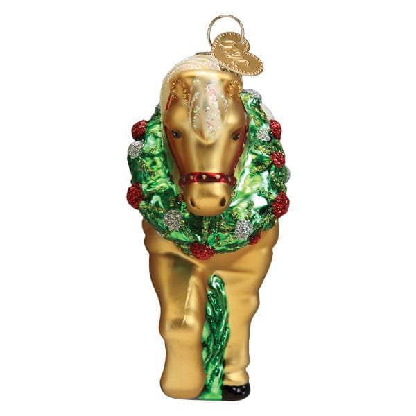 Old World Christmas Horse With Wreath Ornament