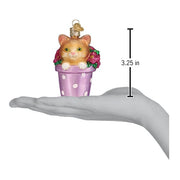 Old World Christmas Kitten In Flower Pot Ornament