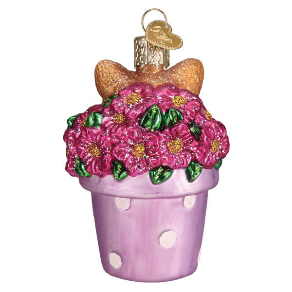 Old World Christmas Kitten In Flower Pot Ornament