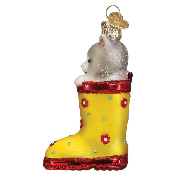 Old World Christmas Kitten In Rain Boot Ornament