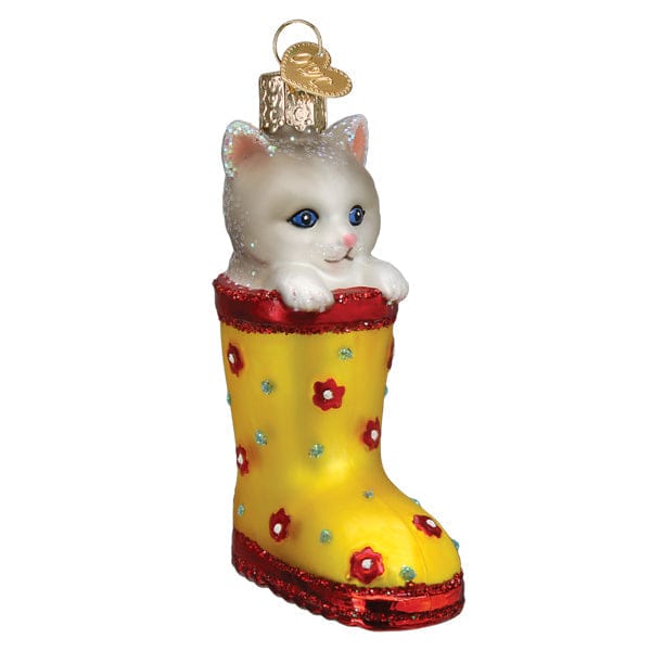 Old World Christmas Kitten In Rain Boot Ornament