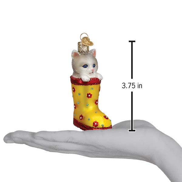 Old World Christmas Kitten In Rain Boot Ornament