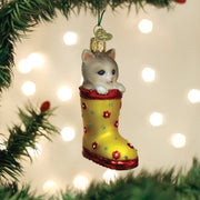 Old World Christmas Kitten In Rain Boot Ornament
