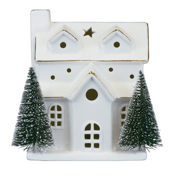 Old World Christmas Lit Ceramic House With Trees