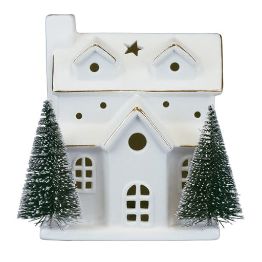 Old World Christmas Lit Ceramic House With Trees