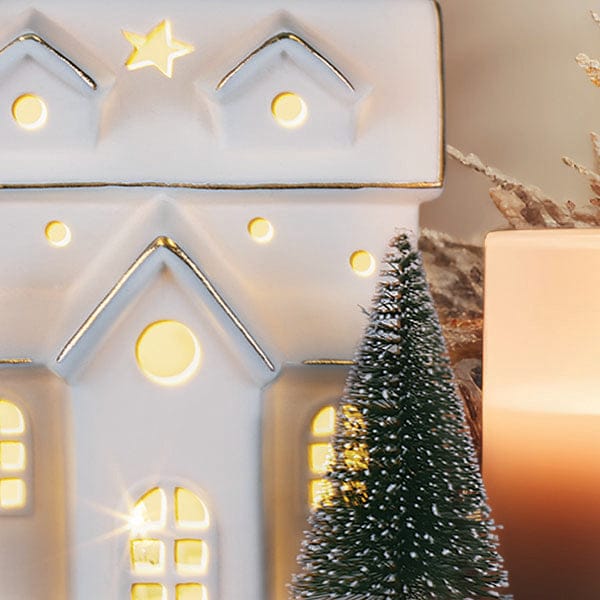 Old World Christmas Lit Ceramic House With Trees