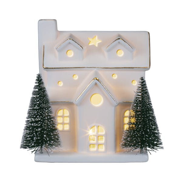Old World Christmas Lit Ceramic House With Trees