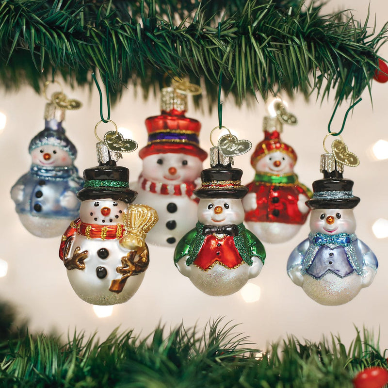 Old World Christmas Mini Snowman Ornament Set