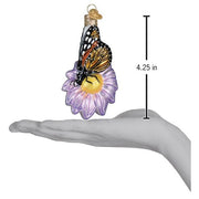 Old World Christmas Monarch Butterfly On Flower Ornament