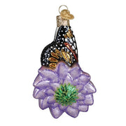 Old World Christmas Monarch Butterfly On Flower Ornament