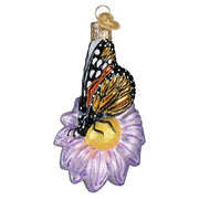 Old World Christmas Monarch Butterfly On Flower Ornament