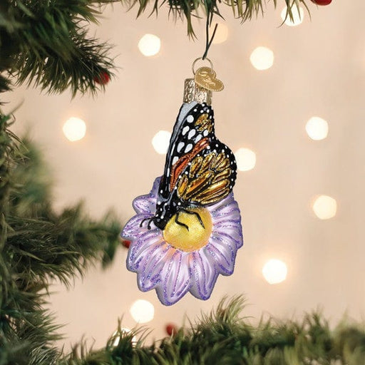 Old World Christmas Monarch Butterfly On Flower Ornament