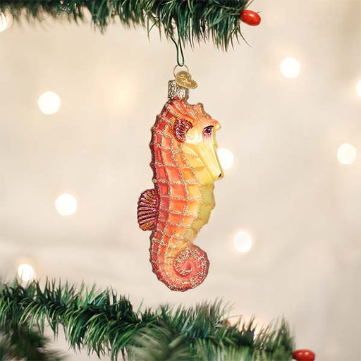 Old World Christmas Orange Sea Horse Ornament