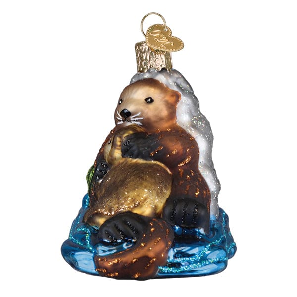 Old World Christmas Otter With Pup Ornament