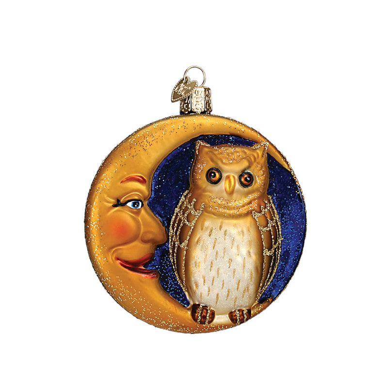 Old World Christmas Owl In Moon Ornament