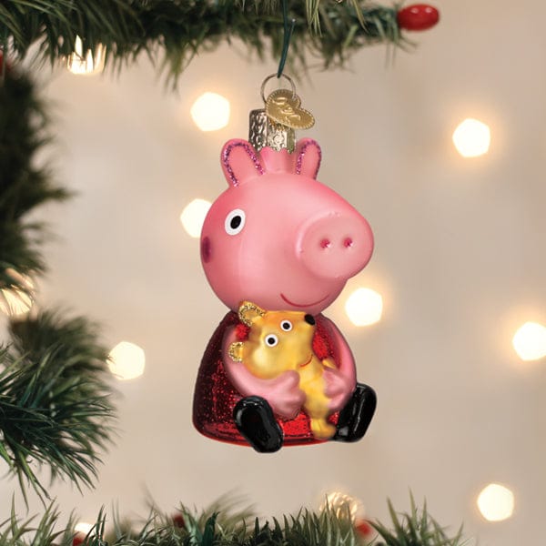 Old World Christmas Peppa Pig With Teddy Ornament