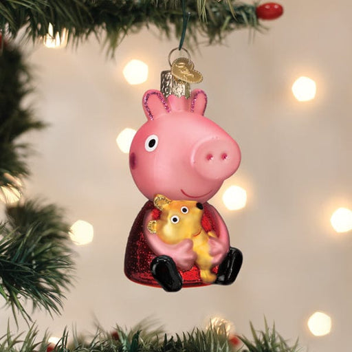 Old World Christmas Peppa Pig With Teddy Ornament