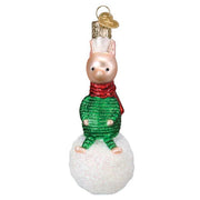 Old World Christmas Piglet On Snowball Ornament