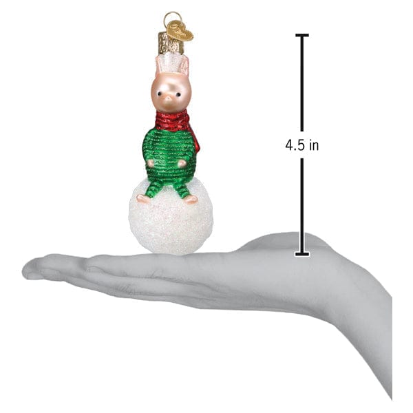 Old World Christmas Piglet On Snowball Ornament