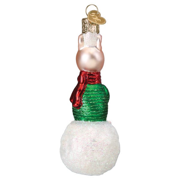 Old World Christmas Piglet On Snowball Ornament