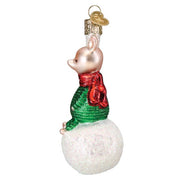 Old World Christmas Piglet On Snowball Ornament