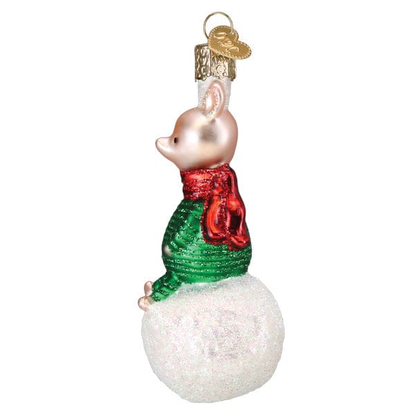 Old World Christmas Piglet On Snowball Ornament