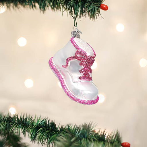 Old World Christmas Pink Baby Shoe Ornament