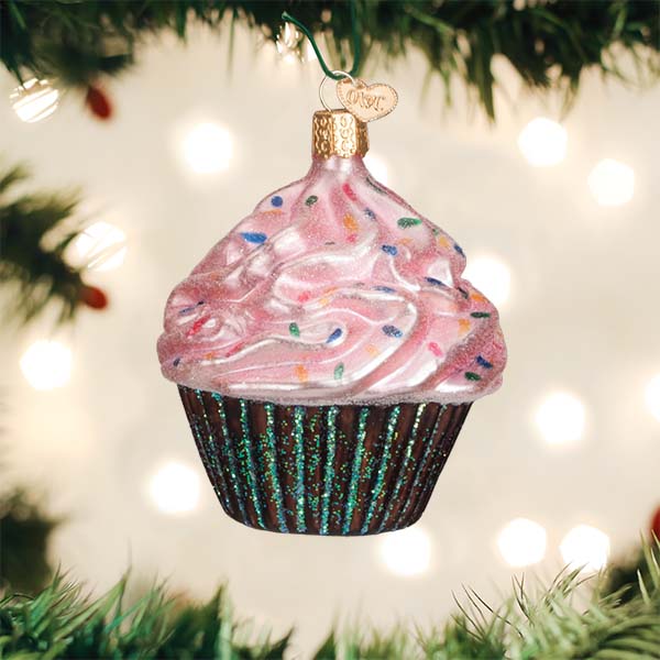 Old World Christmas Pink Chocolate Cupcake Ornament
