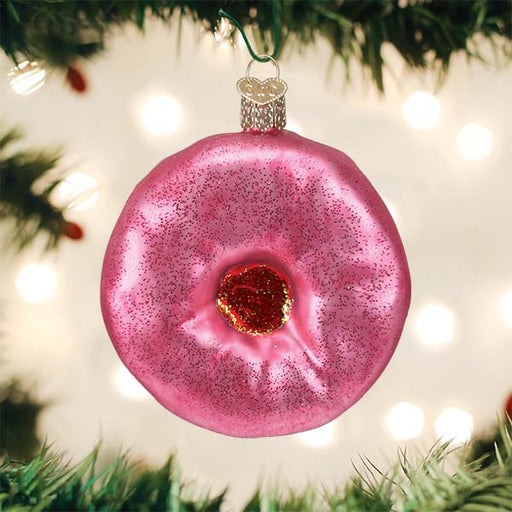 Old World Christmas Pink Frosted Donut Ornament