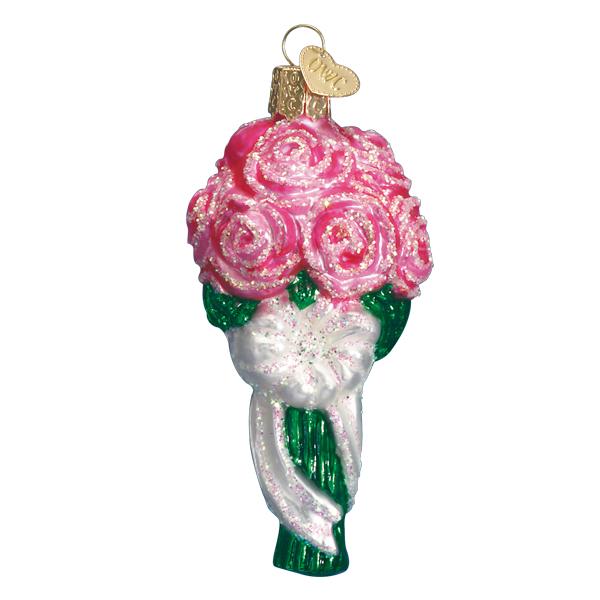 Old World Christmas Pink Rose Bouquet Ornament
