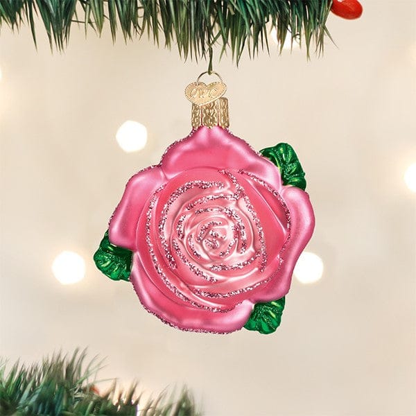 Old World Christmas Pink Rose Ornament