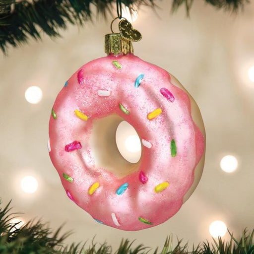 Old World Christmas Pink Sprinkles Donut Ornament