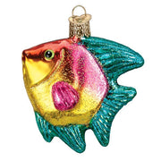 Old World Christmas Pink/yellow Tropical Angelfish Ornament